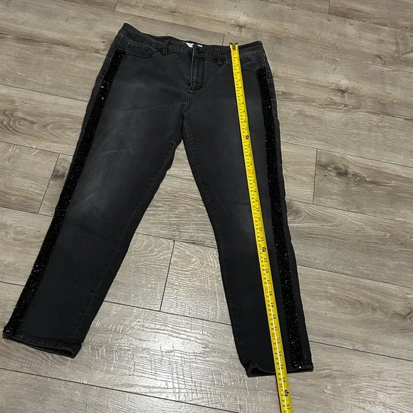 Libby Edelman Black Straight Leg Jeans with Sequin Trim - Picture 8 of 13